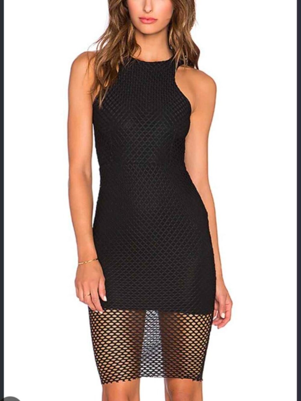 Donna Mizani Diamond Mesh Midi Dress
